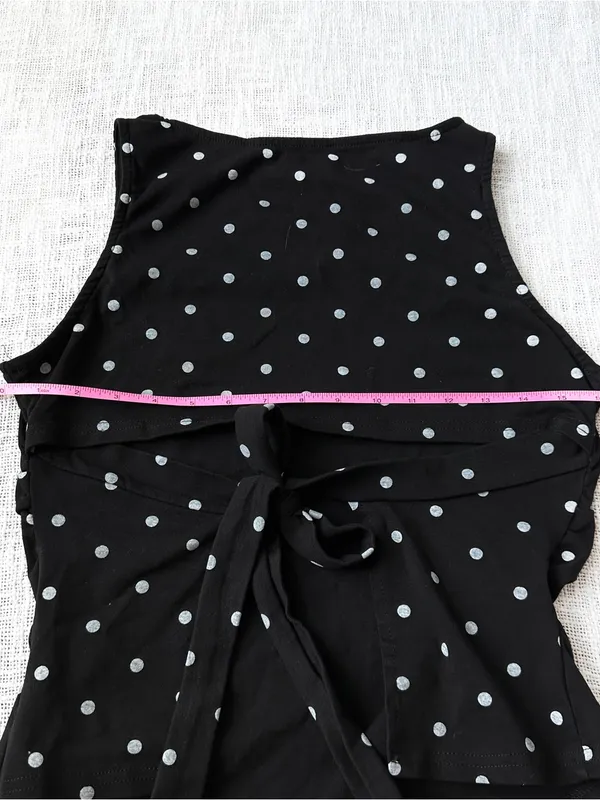 Polka Dot Ruched Boat Neck Tie Back Tank Top 🐚 Size Large - Image 6