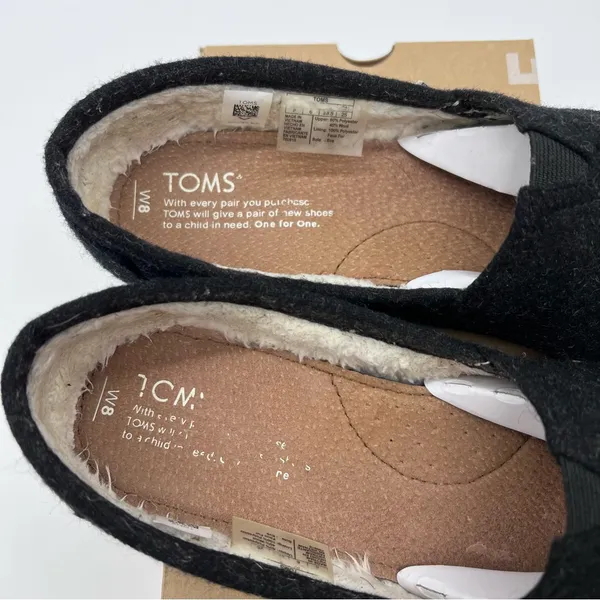 Toms Classic Women's Black Wool Plaid Patch Slip-On Flats Loafers-Size 8 - Image 5