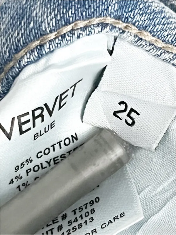 VERVET Light Wash High Rise Wide Leg Cargo Denim Jeans 25 Casual Neutral Boho - Image 5