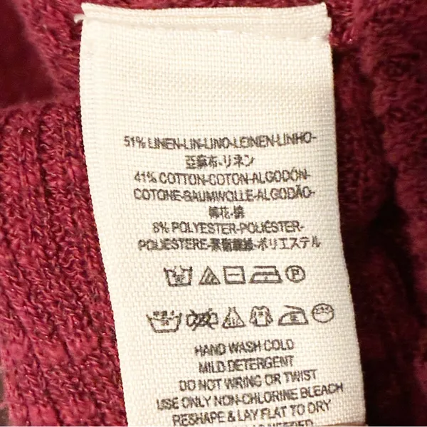 Free People Boho Wrap‎ Sweater Plum Linen Blend with Tulip Hem Size Small - Image 6