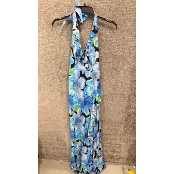 Dress the Population Womens Dress Small Cobalt Multi Kathleen Floral Halter Gown - Image 4