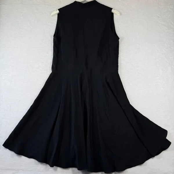 Amanda Uprichard Emilee Black Sleeveless Tie Front V-Neck‎ A-Line Dress Large - Image 6