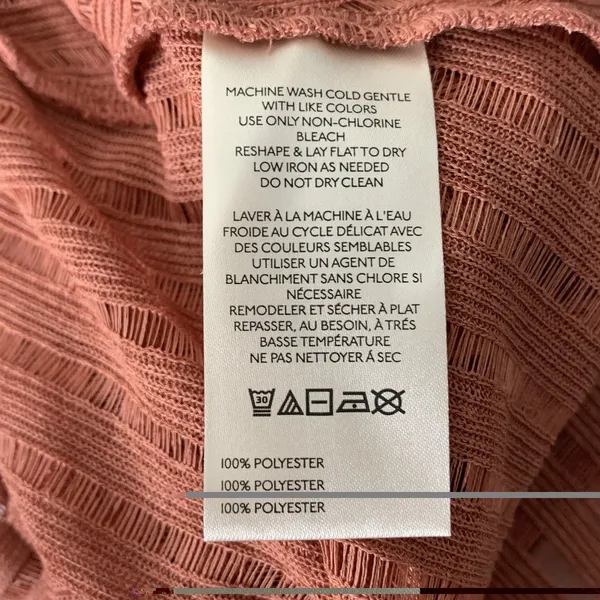 By Anthropologie L/S Sheer Striped Crop Blouse Rose Color Flowy Sz 3XL Tie Bow - Image 4