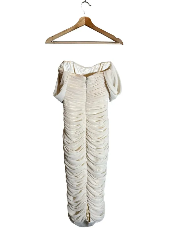 House of CB Carlotta Ruched Draped Chiffon Dress Womens XS Ivory Formal Cocktail - Image 6