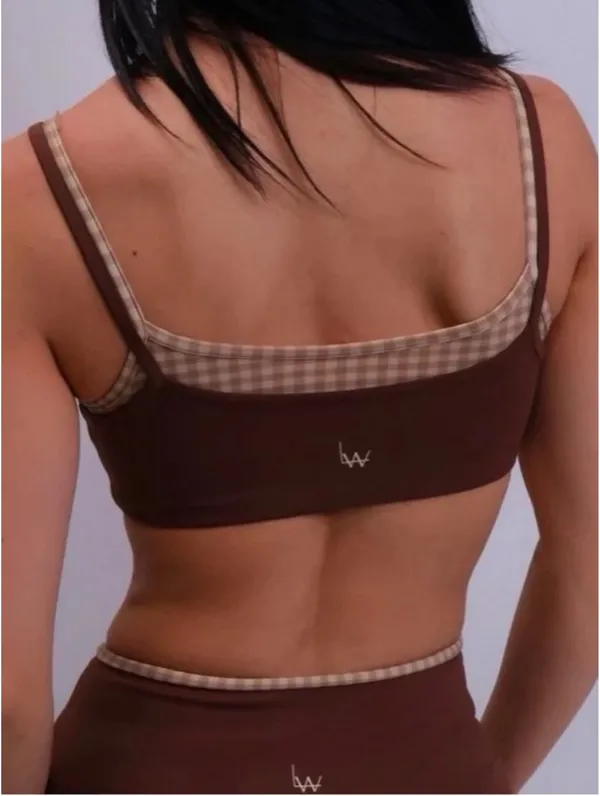 LW Active Saddle Brown Gingham Sports Bra - Image 2