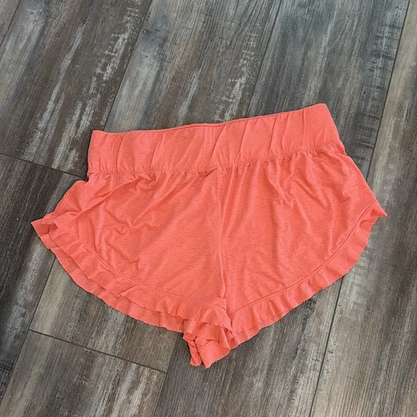 Free People Movement Boho Athleisure High Rise Coral Ruffled Layering Shorts L - Image 7