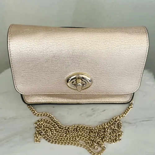 Coach Women's Turnlock Chain Crossbody Leather Bag, Platinum/Gold, NWOT - Image 4