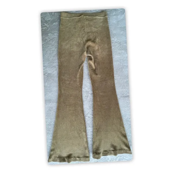 Aerie Corduroy Look Velvet Flare Pants Womens Large Brown Stretch Boho - Image 8