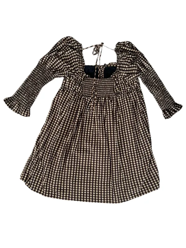 Free People Women’s Star Dip Mini Dress in Black Brown Combo Retro Babydoll Sz M - Image 8