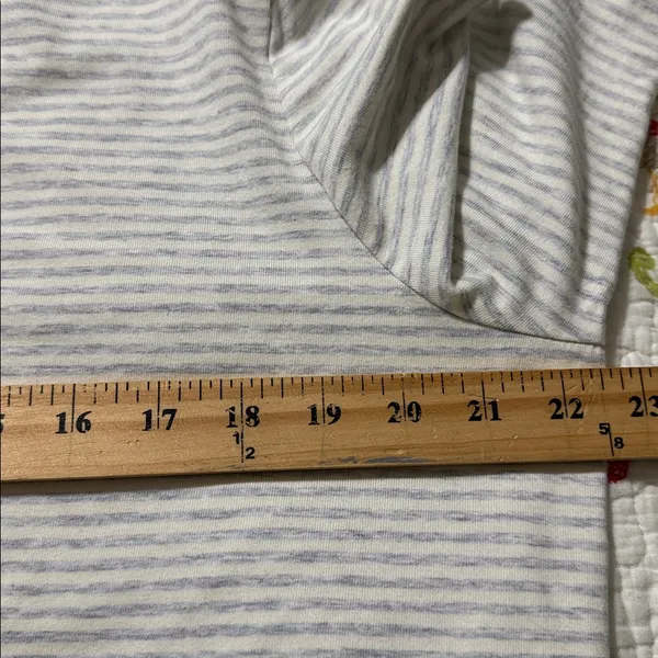 L.L. BEAN women’s plus size 1X striped pullover long sleeve tee grey and ivory - Image 2