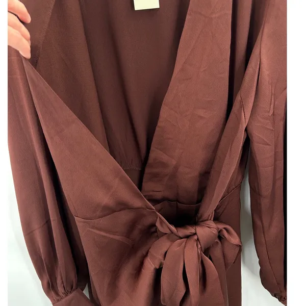 Never Fully Dressed Coco Wrap Dress Curve Brown Long‎ Sleeve Midi NWT Size US 18 - Image 4
