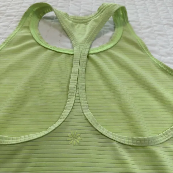 Athleta High Neck Shadow Stripe Chi Tank Neon Green Racetrack Size Small - Image 7