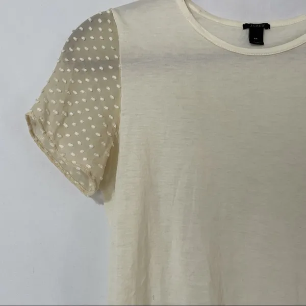 J Crew Light Yellow Sheer Swiss Dot Sleeve Top Womens XS Girly Romantic Blouse - Image 6
