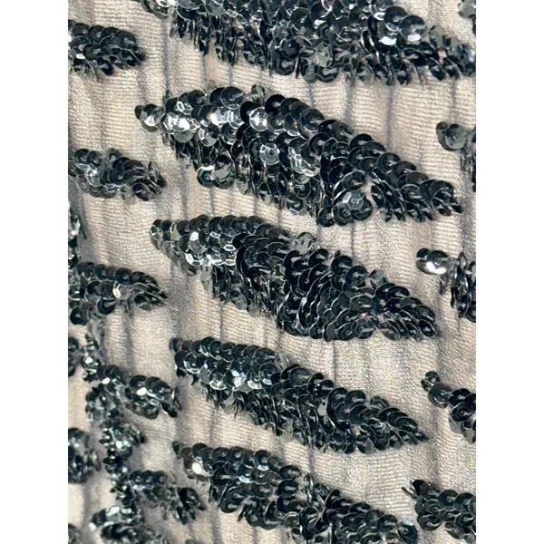 NWT Mandalay Black Silk Beaded Sequin Short Midi Evening Formal Dress Womens 4 - Image 7