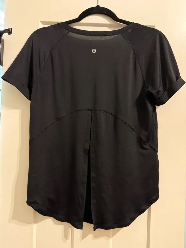 Black Lululemon Tee Shirt - Back In Action Short Sleeve - Image 3
