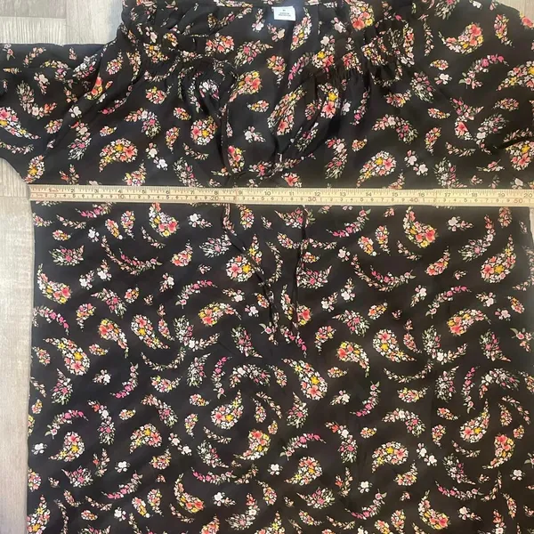 Old Navy Womens Top Dress Medium Black Floral Paisley Ruffle Long Sleeve - Image 5