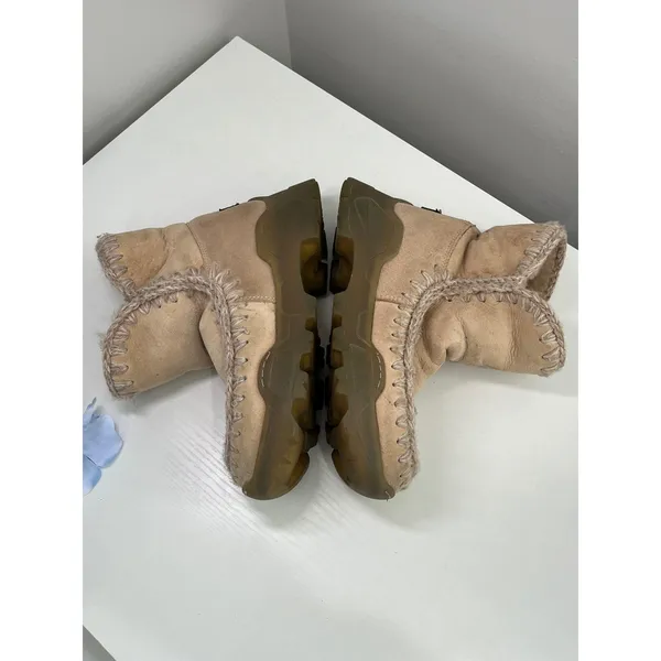 Mou Eskimo Tan Sheepskin Shearling Boots St. Moritz‎ Scout Lug Sole Size 37 - Image 6