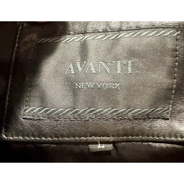Black Genuine Leather Fitted Jacket Avanti Women’s L Button Front - Image 3