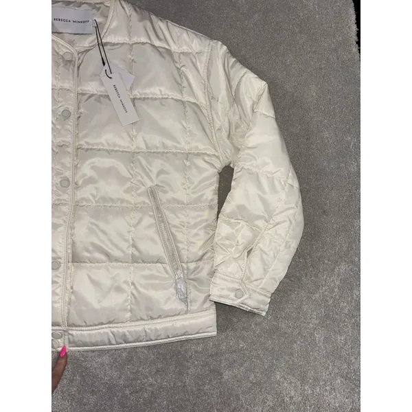 Rebecca Minkoff‎ quilted puffer jacket white medium NWT msrp $228 - Image 4
