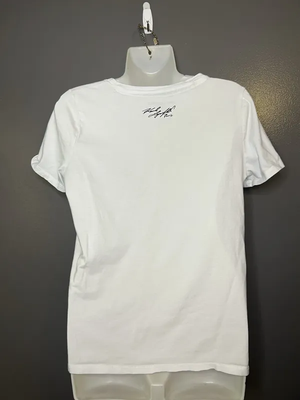 Karl Lagerfeld Paris Shirt Womens Small White Eiffel Tower Graphic Tee Top - Image 5