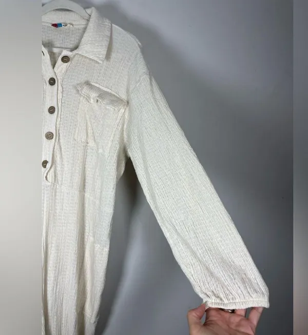 Free People Beach Calico One-Piece Button Front Jumpsuit Sz M - Image 7