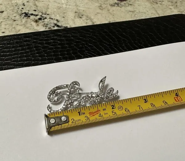 Silver Tone Bride Rhinestone Brooch Pin NWOT For bachelorette Party Or Wedding - Image 8
