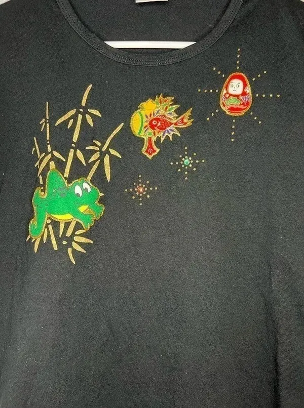 Vintage embroidered black shirt size L. - Image 2
