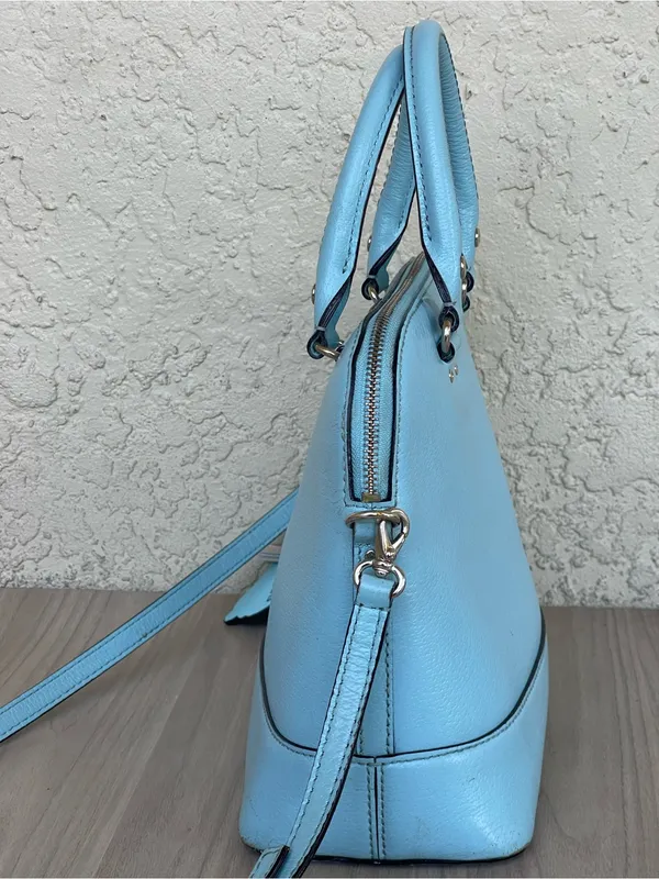 kate spade Baby Blue Leather Dome Satchel with Crossbody Strap - Image 6