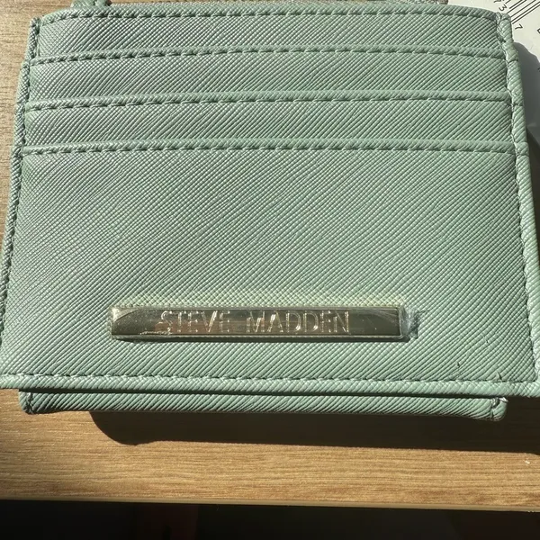 Steve Madden Bhayden‎ Card Case Sage Green Faux Leather Wallet MR116325 New - Image 5
