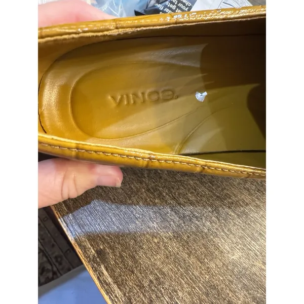 Vince Women's Ghita Golden Leather Loafer Size 6.5 Yellow‎ Brown Croc Embossed - Image 10