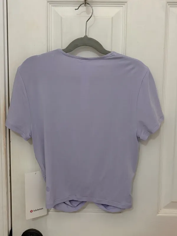 NWT!! Lululemon Modal-Silk Twist-Front Cropped T-Shirt in Light Purple - Image 7