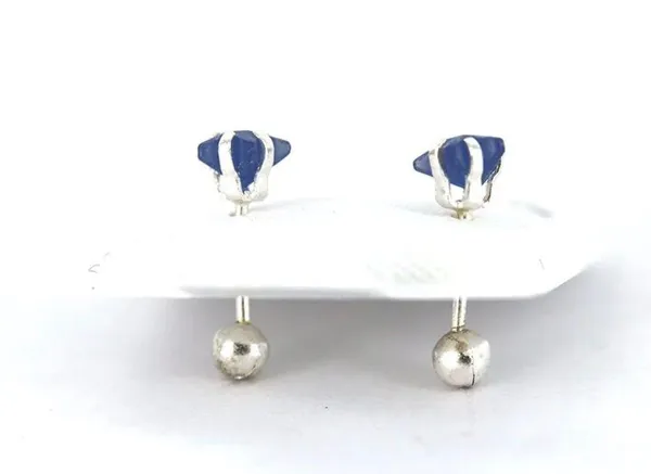 925 Sterling Silver Blue Star Earring Studs - Image 3