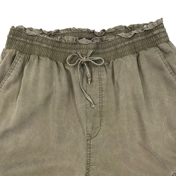 ABERCROMBIE & FITCH Paperbag Tencel Cargo Pant Jogger Sz L Burn Olive Grunge Y2K - Image 5