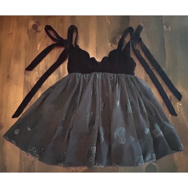 For Love & Lemons Alexandra Mini‎ Little Black Dress Small Velvet Heart Mesh - Image 5