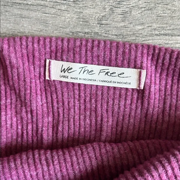 We The Free Ribbed Long Sleeve Sweater in Berry Pink - Image 2