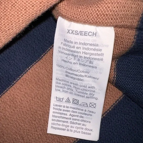Madewell Luxe Long Sleeve Striped Navy & Brown Top Size XXS - Image 6