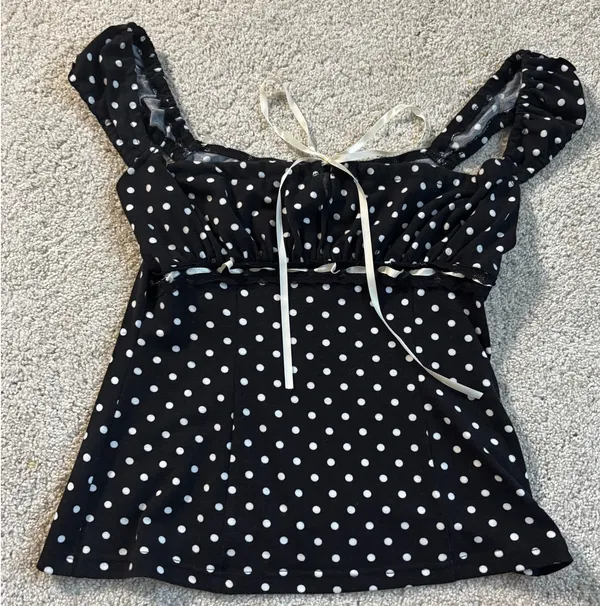 Cider black and white polka dot top - Image 2