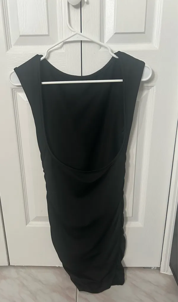 Black Open Back Bodycon Midi Dress Size M - Image 4