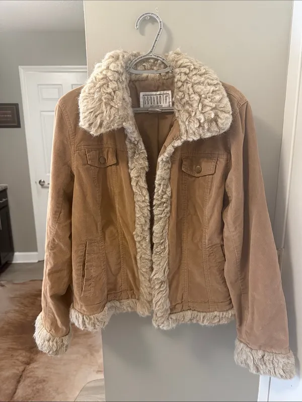 Y2K BB Dakota Penny Lane Vintage Faux Shearling Corduroy Jacket XL - Image 2