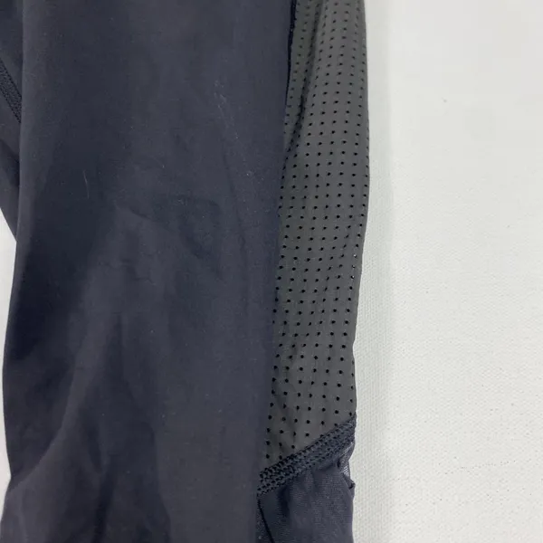 Lululemon Pants Womens 6 Navy Crop Leggings Mesh Lattice Hem Striped‎ Waist - Image 5
