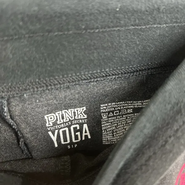 Victorias Secret PINK Yoga Leggings Charcoal Gray Pink Stripe Slim Joggers Small - Image 2