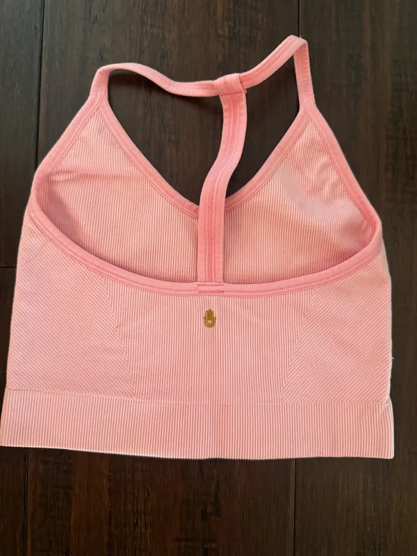 Spiritual Gangster Ribbed T-Back Bralette Bubblegum Pink Size XS/S - Image 5