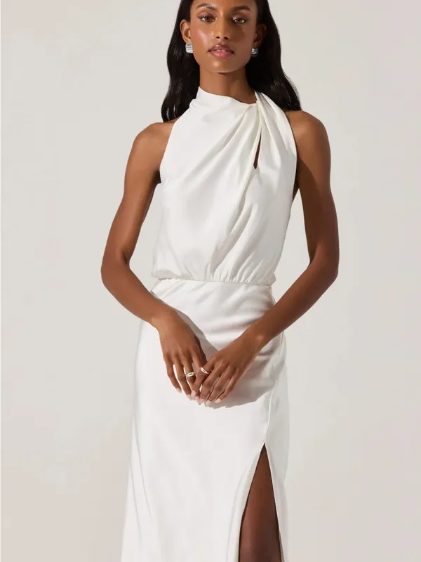ASTR the Label Jelyn Satin Midi Dress | Ivory | L | NWT - Image 11
