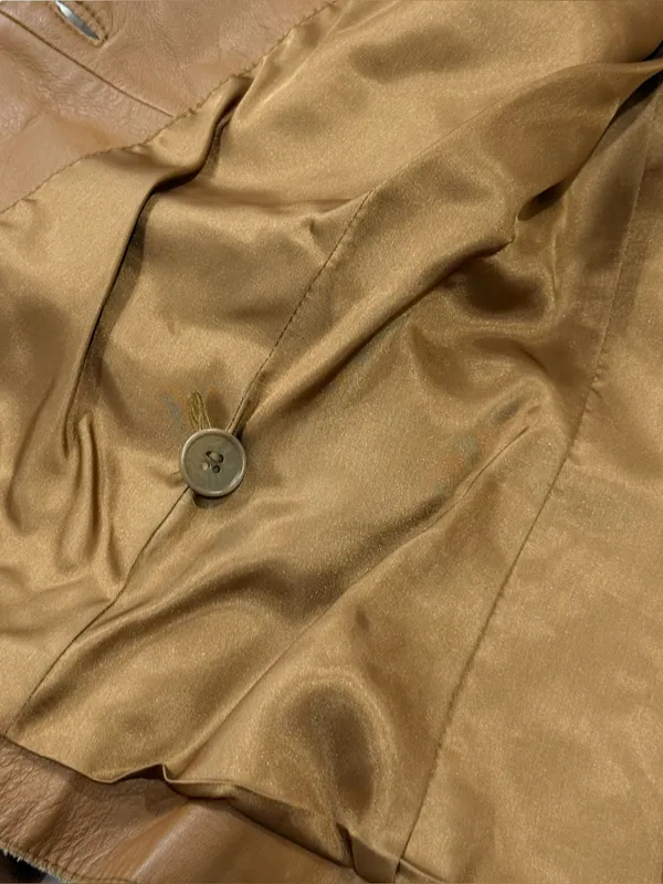 Vintage Kenneth Cole Leather Jacket Blazer Small Camel Brown Y2K Minimal Chic - Image 6