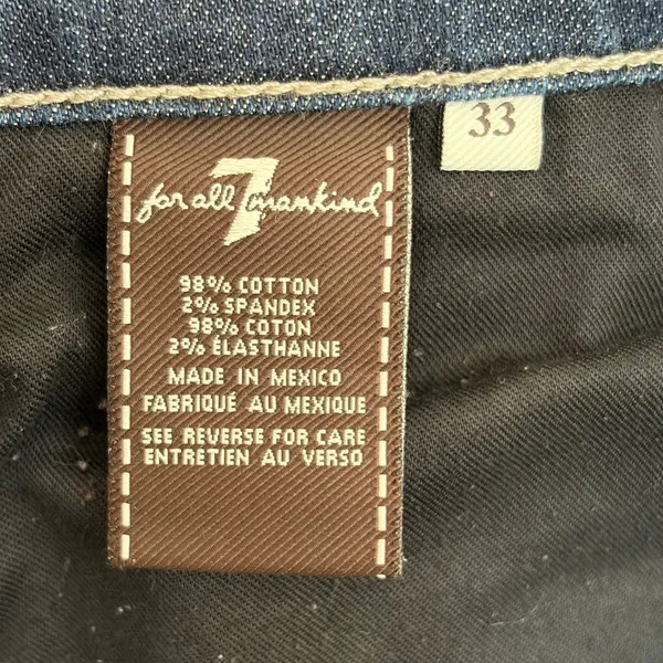 7 For All Mankind Standard Straight Leg‎ Dark Wash Jeans Size 33 Button Fly - Image 7