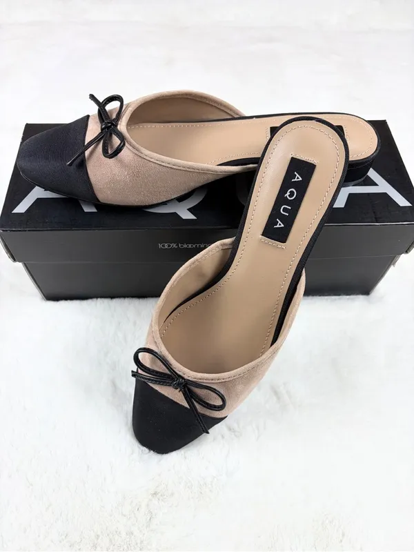 AQUA Ballet Snip Toe Flats NEW Black/Nude 6 - Image 2