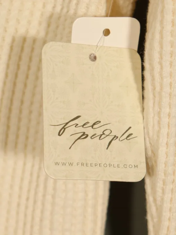 NWT Free People Long Sleeve V Neck Henley in Ivory Size Medium - Image 9