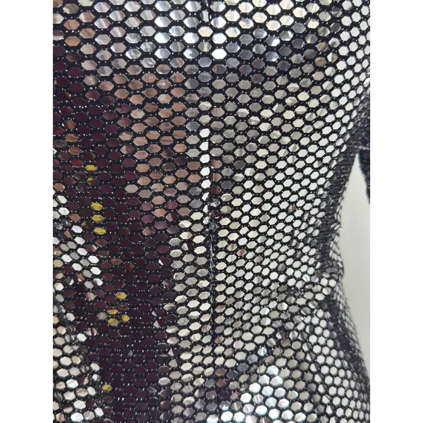 Women’s Silver Sequin Mini Dress Long Sleeve Bodycon Club Cocktail Size M NWT - Image 6