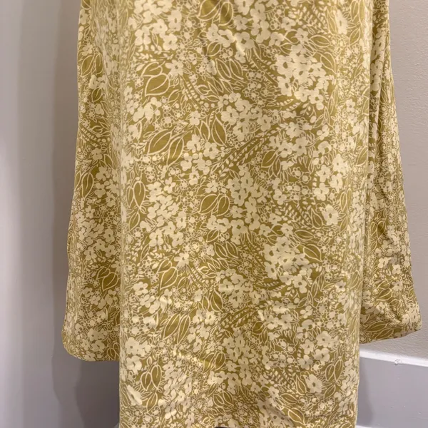 Pact Organic Cotton Floral Fit and Flare V-Neck Midi Dress Chartreuse Yellow S - Image 7