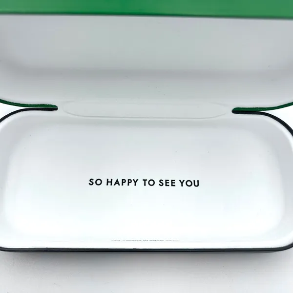 Kate Spade New York Hard Shell Eyeglass Case‎ Green Black So Happy To See You - Image 5